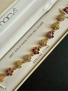 NIB 18kt Gold Sterling Silver Flower Bracelet
